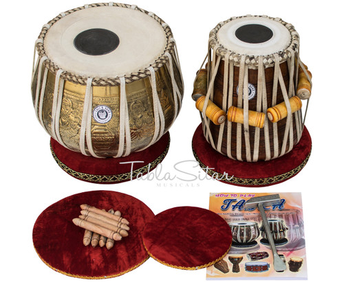 MAHARAJA MUSICALS 3.5kg Ganesha Kalash Brass Tabla, With Lacquer Finish BHE