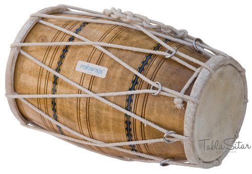 Dholak/Dholki, Mango Wood, Rope-tuned, Natural-Color