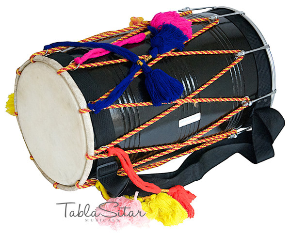 MAHARAJA Mango Wood Punjabi Bhangra Dhol, Black Color - CE