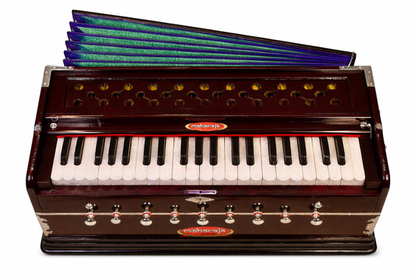 MAHARAJA Harmonium, 9-Stops, Mahogany Color, Coupler, Bag - DC