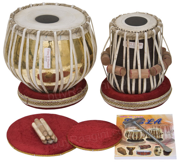 VHATKAR Chromed Tabla Drum Set, 4KG Brass Bayan, Shisham Dayan
