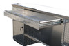Man Cave Diamond Plate Service Desk with Brushed Stainless Top, Two Cabinets and Top Drawer