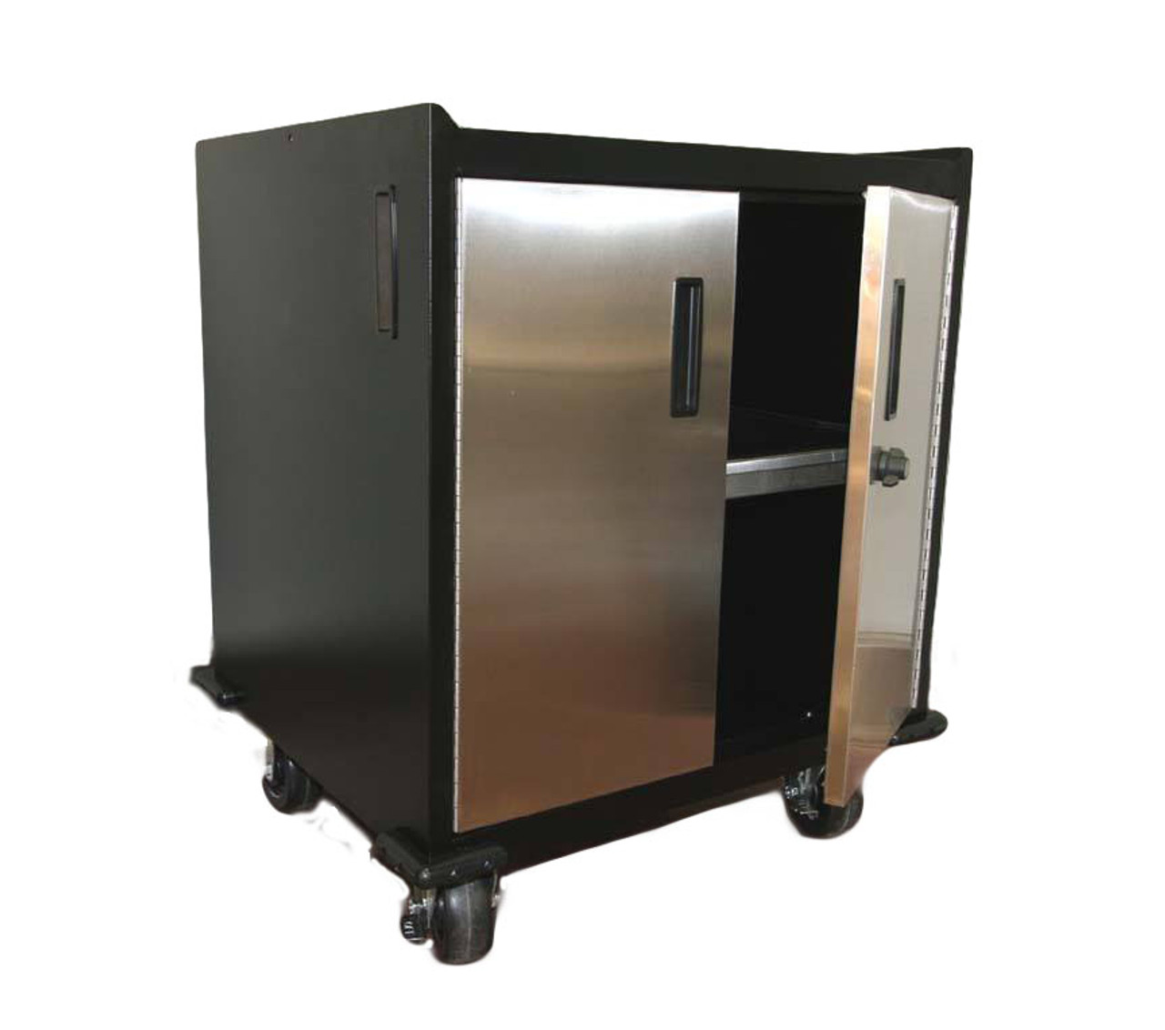 Mobile Base Cabinet, Stainless Steel Doors