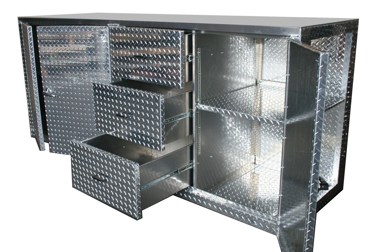 Diamond Plate Cabinet with Drawers