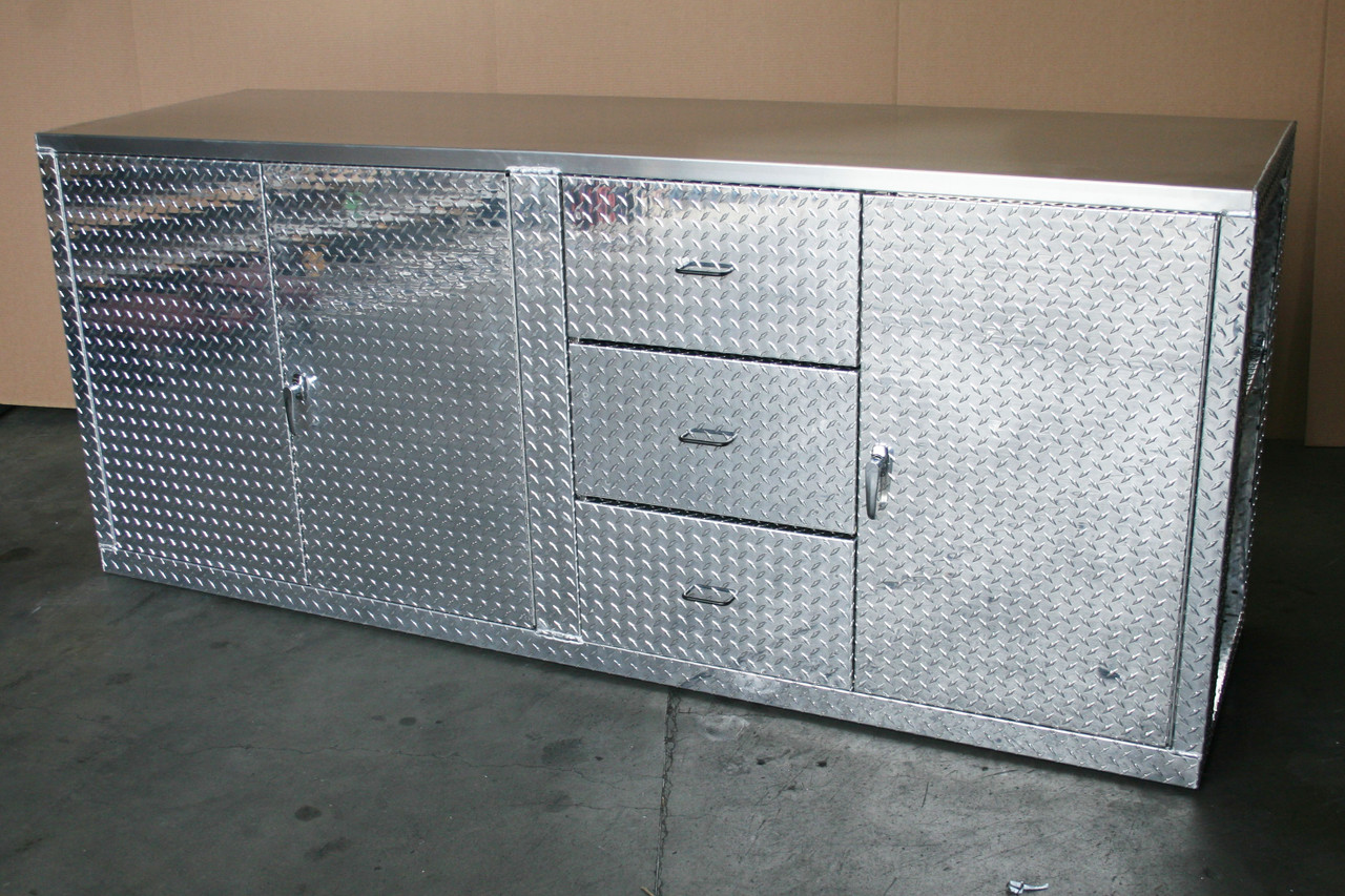 Base Diamond Plate Cabinet With Drawers