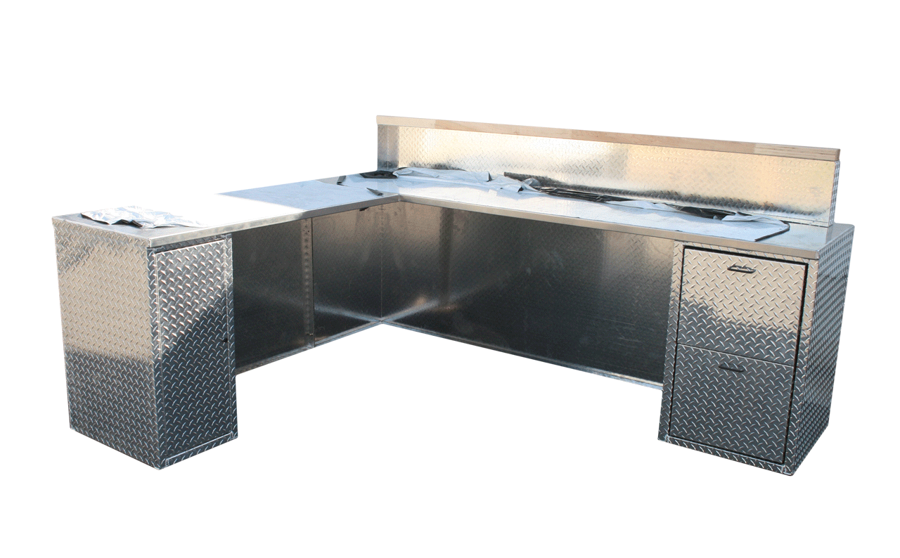 Man Cave Diamond Plate Reception Counter Desk