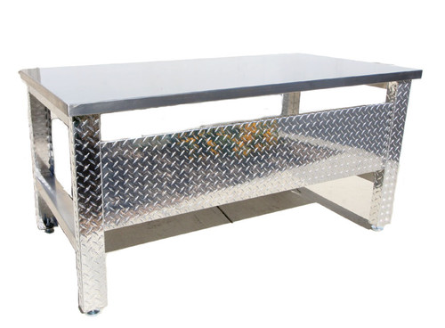 Diamond Plate Desk , Aluminum Legs, Stainless Steel Top