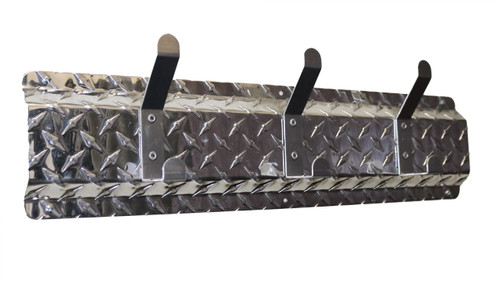 Diamond Plate Coat Hanger, 3 Hook, Aluminum/Aluminum Hooks