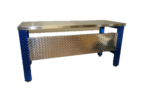 Blue Diamond Plate Table with Stainless Steel Top Blue Diamond Plate Table with Stainless Steel Top