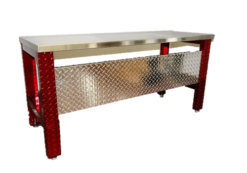 Red Diamond Plate Table with Stainless Steel Top