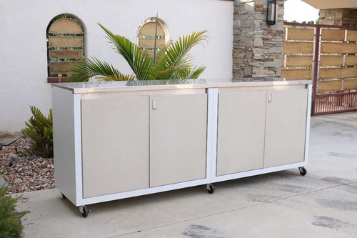 Man Cave Premier 8ft Steel Storage Cabinet, Sandstone and White