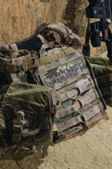 Multicam / Graphite SHERIFF patch mounted on rear of JPC plate carrier