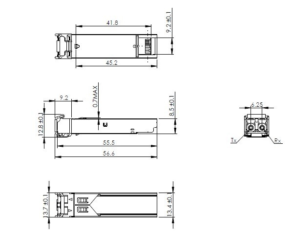 E1MG-BXU-R-FL Mechanical Dimensions