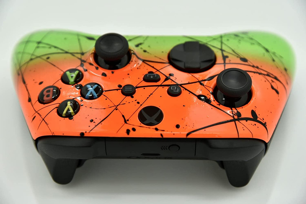 xbox series green and orange xbox one controller