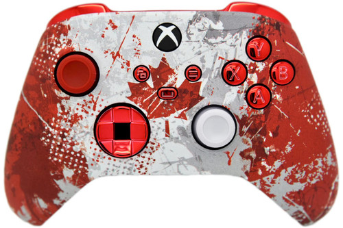 Canadian Flag W/Red Chrome Inserts Xbox Series X/S Custom Wireless Controller