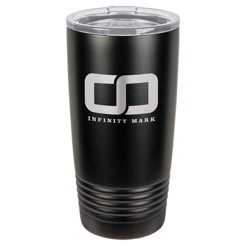 Personalized 20oz. Solid Black Vacuum Insulated Powder Coated Stainless Steel Tumbler with Lid