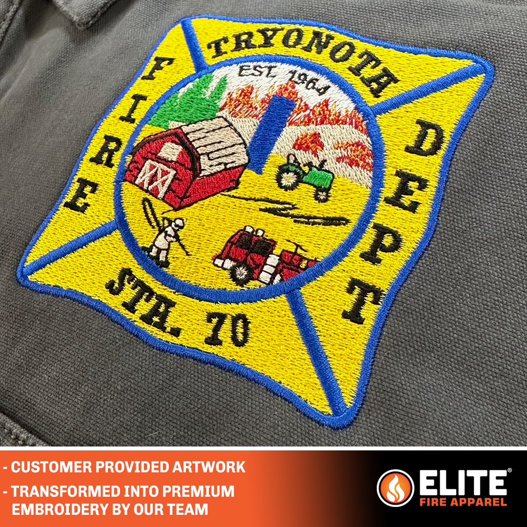 #fire department patch on carhartt jacket