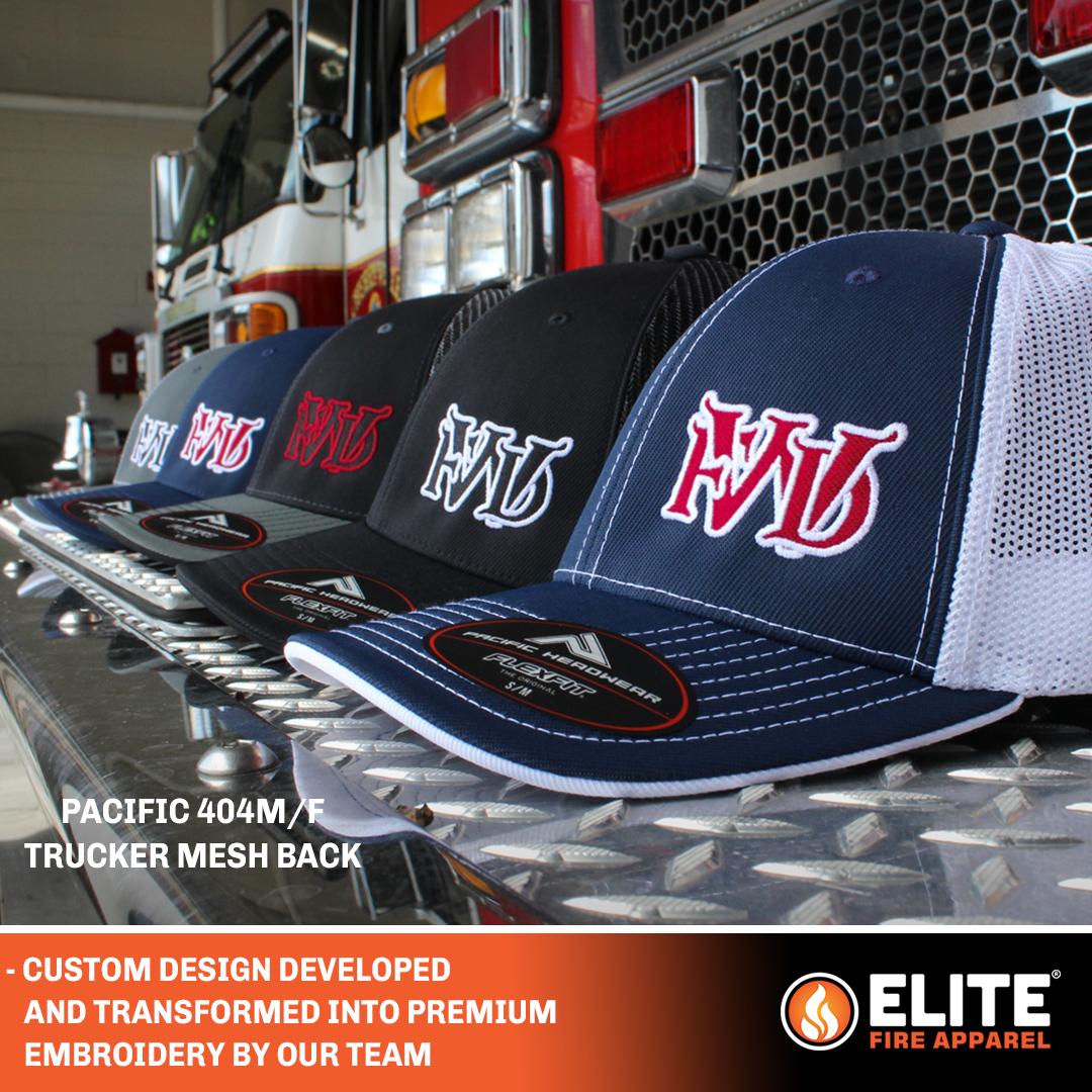 pacific 404M with custom embroidered fire department logo
