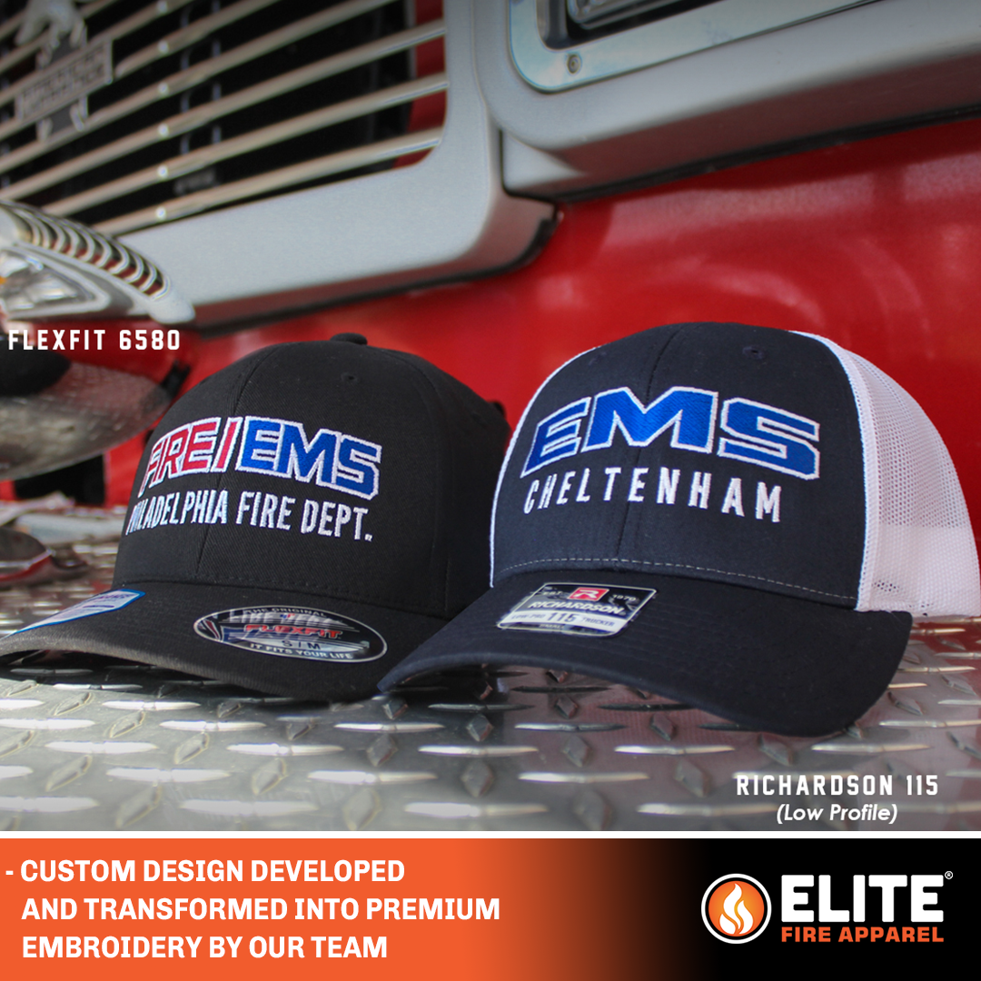 fire department hats with custom embroidery
