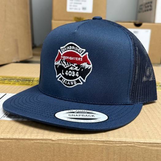 Navy hat with embroidered firefighters logo