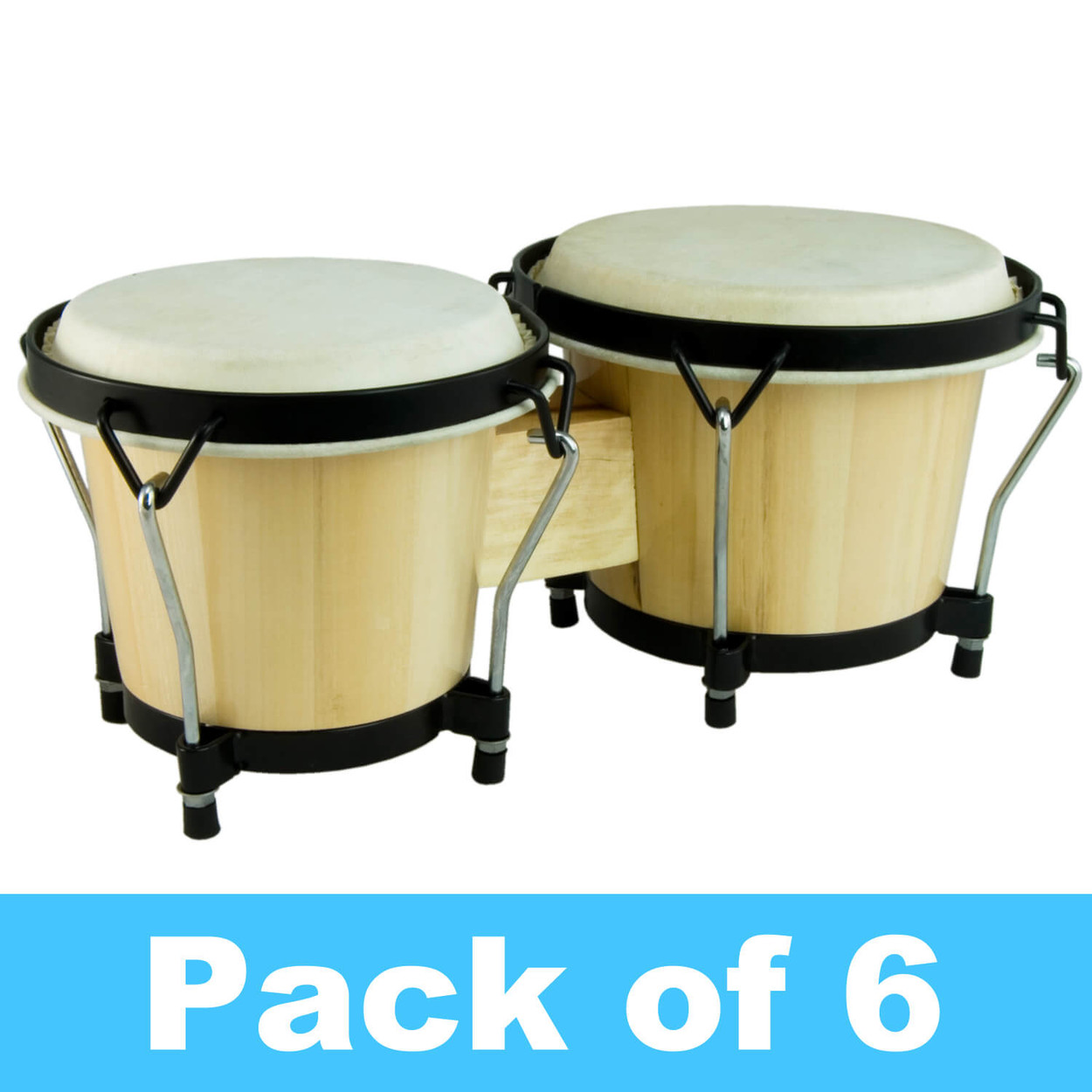 World Rhythm Bongo Drums - Pack of 6 - DJM Music Ltd