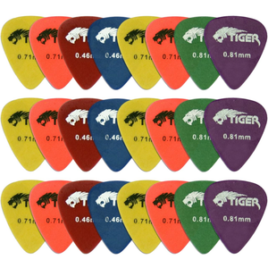 Tiger Matte Guitar Picks - Pack of 24 Guitar Plectrums Light-Heavy (0.46 - 0.81mm)