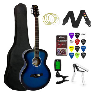 Tiger Beginners Acoustic Guitar Package - Blue With 6 Months FREE Lessons