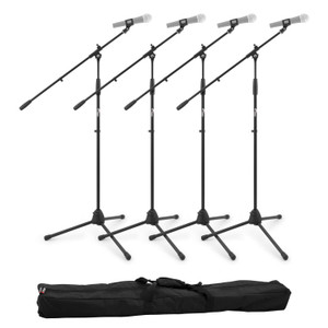 Tiger Boom Microphone Stand with Tripod Base - Pack of 4 with Bag