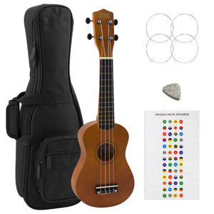 Childrens Natural Soprano Ukulele with Deluxe Padded Carry Bag