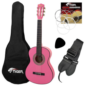 Tiger Left Handed 3/4 Pink Classical Guitar Package