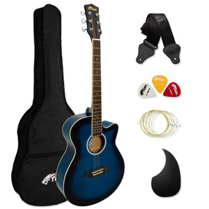 Tiger Full Size Acoustic Beginners Guitar Pack, with Bag, Strap & Strings - Blue