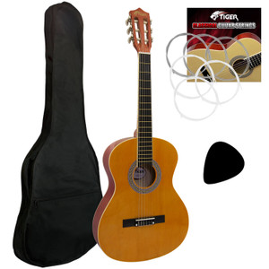 Tiger CLG2 3/4 Size Classical Spanish Guitar Beginners Complete Starter Kit