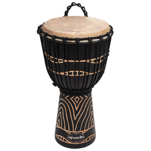 World Rhythm 8" Djembe Drum -Wooden Mahogany African Hand Drum - Swirl Black 