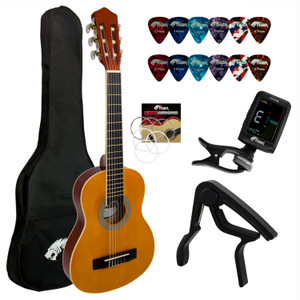 Tiger 3/4 Size Classical Spanish Guitar Pack With Tuner, Picks, Capo, Bag, Strap