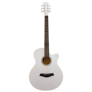 White Electro Acoustic Guitar for Beginners with 6 Months FREE Lessons