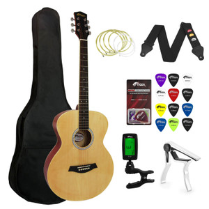 Tiger Beginners Acoustic Guitar Package - Natural With 6 Months FREE Lessons