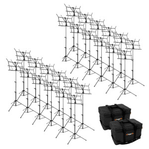 Tiger Pack of 24 Black Portable Folding Music Stands & Carry Bags