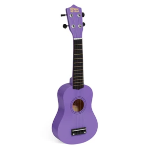 Mad About Purple soprano ukulele featuring a compact 21-inch design, carbon strings and geared tuning pegs. Lightweight beginner ukulele ideal for children, students and first-time players.