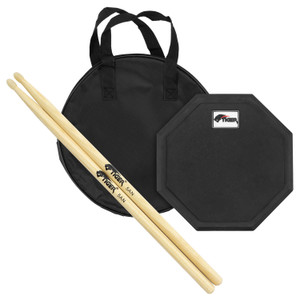 Tiger TDA4-Pack, 8" Drum Practice Pad with 5A Hickory Drumsticks and Carry Bag