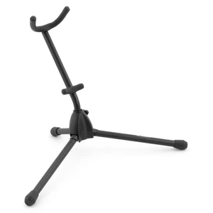 Tiger WIS14-BK-BO alto saxophone stand fully assembled with three folding legs extended. Lightweight portable stand provides stable support for alto saxophones in practice rooms, studios, classrooms and live performance settings.