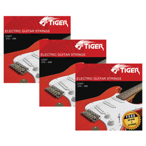 Tiger Electric Guitar Strings - Pack of 3 Light (10 - 46) Sets