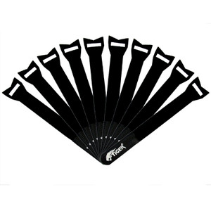 Tiger Reusable Hook and Loop Cable Ties - Black (Pack of 10)