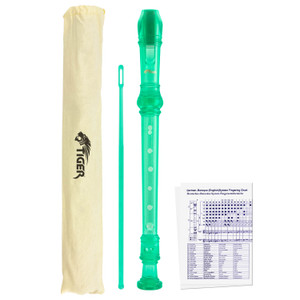 Tiger Descant Recorder - Green - Carry Case & Cleaning Rod