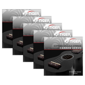  TIGER Fluorocarbon Black Ukulele Strings for Soprano and Concert Ukes - 5 sets