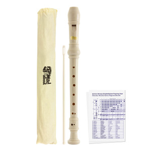 Descant Recorder - Three Piece, Beginners Recorder with Bag - White by Mad About