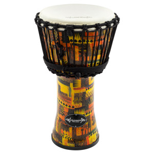 World Rhythm 8 Inch Rope Tuned Djembe Drum - Orange African Synthetic Hand Drum