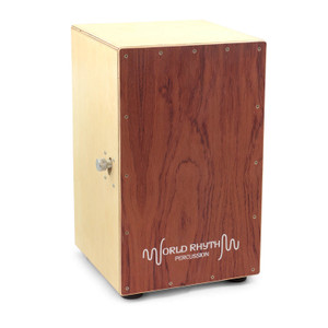 World Rhythm Brown Cajon Box Drum with Adjustable Snare