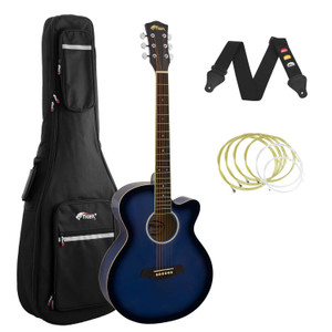 Tiger Blue Acoustic Guitar Pack for Students with Padded Bag