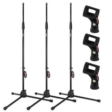 Tiger 3 Pack of Straight Microphone Stands