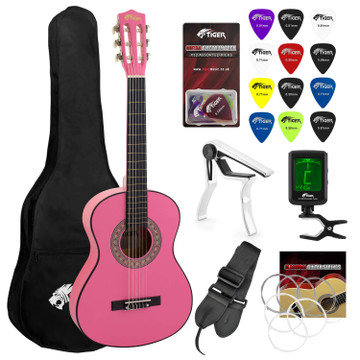 Tiger 3/4 Size Pink Classical Guitar Package